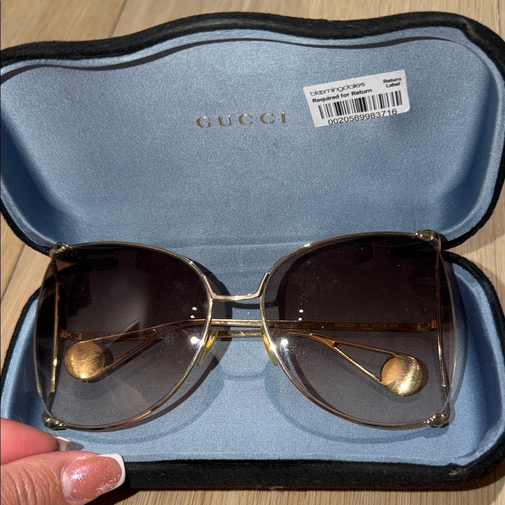 Gucci Gold Frame Brown Gradient Women’s Sunglasses